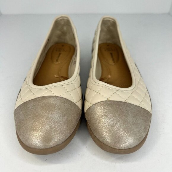 Time & Tru Sintelico Quilted Ballet Flats Womens Cream/Copper Shoes Size 6 - Picture 3 of 9